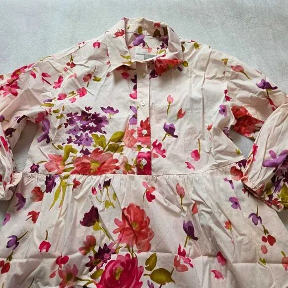 New MP Maeve x Anthropologie The Bettina tiered shirt dress in Cream Floral - Picture 4 of 11